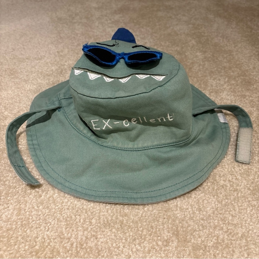 Flapjack Kids Green Gray Reversible Kids Bucket Sun Hat Cap Dinosaur Theme Beach